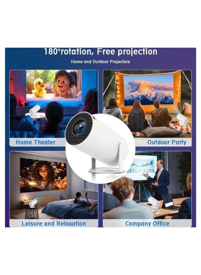 Smart 4K Portable Projector with Android 11 & WiFi 6 - Auto Keystone Correction Home Cinema Display | White Mini Projector for Movies & Gaming - Image 5